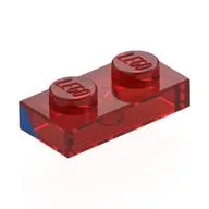 Plate 1 x 2 with Blue Triangle Left Print, Trans-Red