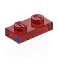 Plate 1 x 2 with Blue Triangle Right Print, Trans-Red