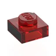 Plate 1 x 1 with Black Side Print, Trans-Red