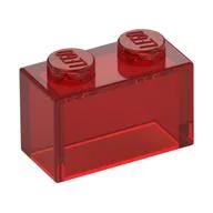 Brick 1 x 2 without Bottom Tube, Trans-Red