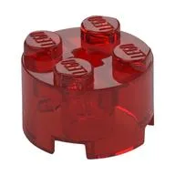 Brick Round 2 x 2 with Axle Hole, Trans-Red