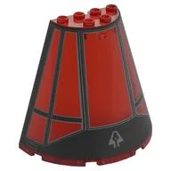 Cone Half 8 x 4 x 6 with Black Cockpit Print, Trans-Red