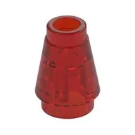 Cone 1 x 1 [Top Groove], Trans-Red