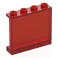 Panel 1 x 4 x 3 [Side Supports / Hollow Studs], Trans-Red