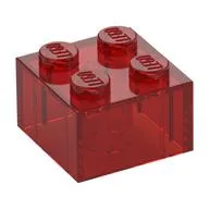 Brick 2 x 2 without Inside Ridges, Trans-Red
