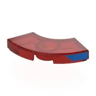 Tile 2 x 2 Curved, Macaroni with Blue Shape on Side Print, Trans-Red