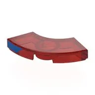 Tile 2 x 2 Curved, Macaroni with Blue Shape on Side Print, Trans-Red