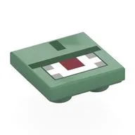 Tile Special 2 x 2 Inverted with Pixelated Dark Green, Dark Red, White and Gray Print (Minecraft Guardian), Sand Green