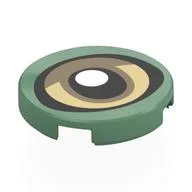 Tile Round 2 x 2 with Eye, Dark Tan/Tan Iris, Black/White Pupil Print, Sand Green