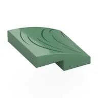 Brick Curved 2 x 2 x 2/3 with Dress, Dark Green Creases Print, Sand Green