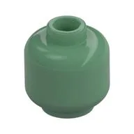 Minifig Head [Plain] [Vented Stud - 2 Holes], Sand Green