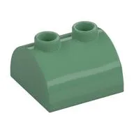 Brick Curved 2 x 2, Two Top Studs, Sand Green