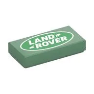 Tile 1 x 2 with 'LAND ROVER' Logo Print, Sand Green