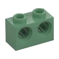 Technic Brick 1 x 2 [2 Pin Holes], Sand Green