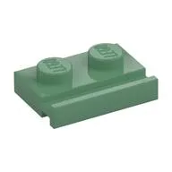 Plate Special 1 x 2 with Door Rail, Sand Green