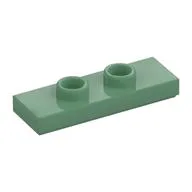 Plate Special 1 x 3 with 2 Studs with Groove and Inside Stud Holder (Jumper), Sand Green