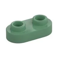 Plate Special 1 x 2 Rounded with 2 Open Studs, Sand Green