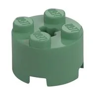 Brick Round 2 x 2 with Axle Hole, Sand Green