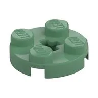 Plate Round 2 x 2 with Axle Hole Type 1 (+ Opening), Sand Green
