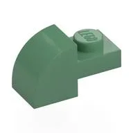 Brick Curved 1 x 2 x 1 with Curved Top, Sand Green