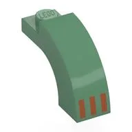 Brick Arch 1 x 3 x 1 2/3 Curved Top with 3 Dark Orange Stripes Print, Sand Green