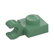 Plate Special 1 x 1 with Clip Horizontal [Thick Open O Clip], Sand Green