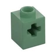 Technic Brick 1 x 1 with Axle Hole, Sand Green