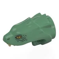 Animal / Creature Body Part, Snake / Dragon Head Upper Jaw with 3 Ridges with Yellow Eyes, Tan Fangs Print, Sand Green