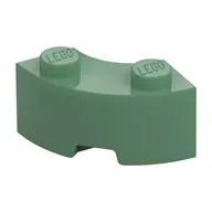 Brick Round Corner 2 x 2 Macaroni with Stud Notch and Reinforced Underside [New Style], Sand Green