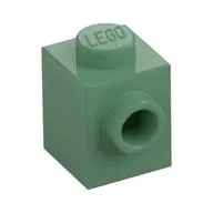Brick Special 1 x 1 with Stud on 1 Side, Sand Green