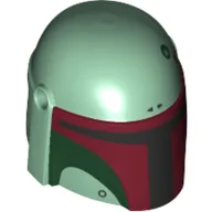 Helmet Mandalorian with Holes, Black Visor, Dark Red and Dark Green Markings Print (Boba Fett), Sand Green