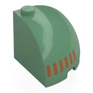 Brick Round Corner 3 x 3 x 2 Dome Top with Dark Orange Stripes Print, Sand Green