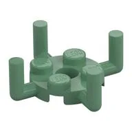 Plate Special Round 2 x 2 with Pin Hole and 4 Bars Up, Sand Green