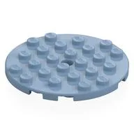 Plate Round 6 x 6 with Hole, Sand Blue