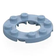 Plate Round 4 x 4 with 2 x 2 Round Opening, Sand Blue