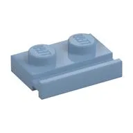 Plate Special 1 x 2 with Door Rail, Sand Blue