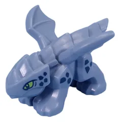 Creature, Dragon, Baby, Dark Blue Markings, Lime Eyes Print, Sand Blue