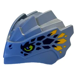 Creature Body Part, Dragon Head Riyu with Lime Eyes, Dark Blue / Bright Light Orange Marking Print, Sand Blue