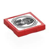 Tile Special 2 x 2 with SMART Tag with Darth Vader's TIE Fighter Print, Red