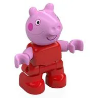 Duplo Figure Child, Pig with Dark Pink Cheeks, Big Smile Print, Red