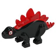 Animal, Dinosaur, Stegosaurus Small with Red Spikes, Eyes Print, Red