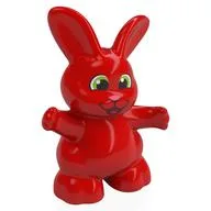 Duplo Animal Rabbit, Arms Wide, Black Eye, White Pupil Print, Red