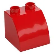 Duplo Brick 2 x 2 x 1 1/2 with Curved Top, Red