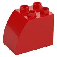 Duplo Brick 2 x 3 x 2 with Curved Top, Red