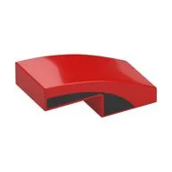 Brick Curved 2 x 1 No Studs with Black Side Print, Red