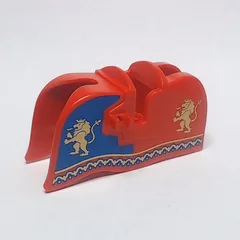 Animal / Creature Accessory, Horse Barding, Smooth Edge with Gold Lion Print, Red