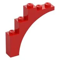 Brick Arch 1 x 5 x 4 [Continuous Bow, Raised Underside Cross Supports], Red
