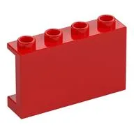 Panel 1 x 4 x 2 with Side Supports - Hollow Studs, Red