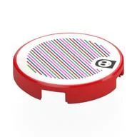 Tile Round 2 x 2 with Shy Guy and Barcode Print (Sticker), Red