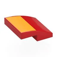 Brick Curved 2 x 2 x 2/3 with Bright Light Orange Rectangle Print, Red